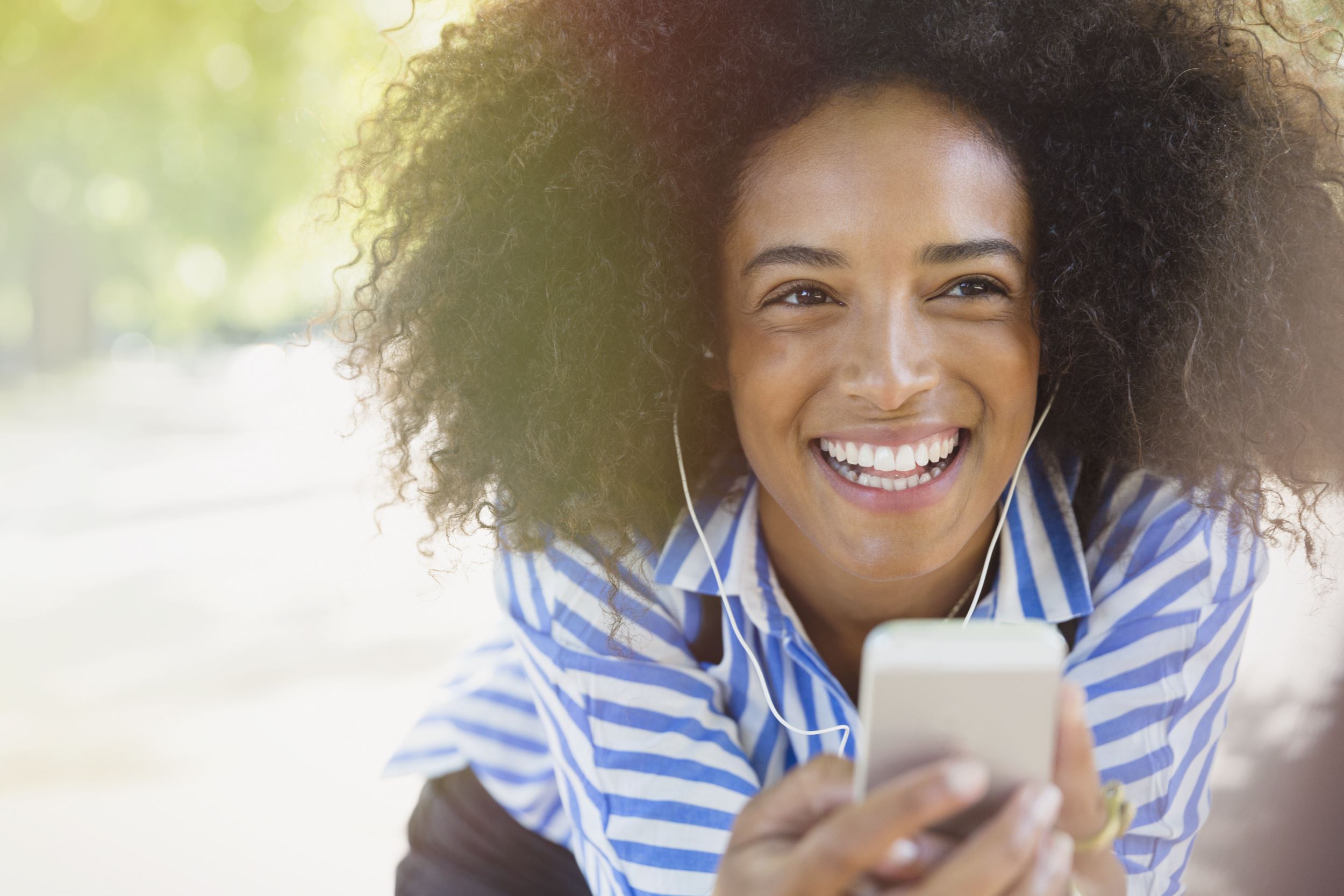 Woman smiling on phone