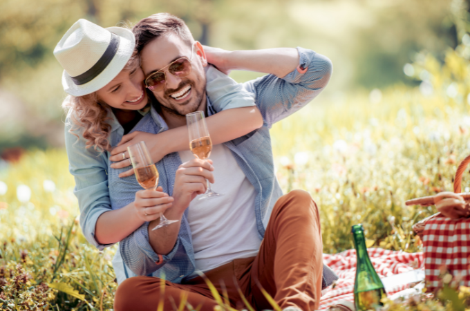 man and woman in a picnic