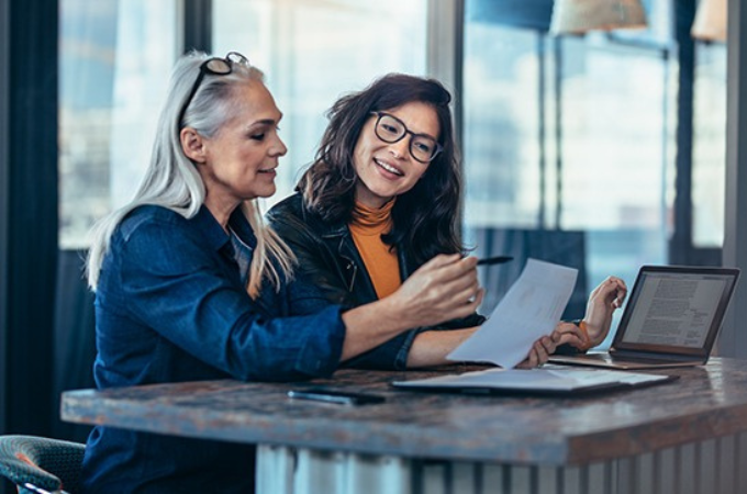 employees reviewing work