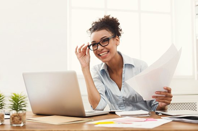 woman working remotely