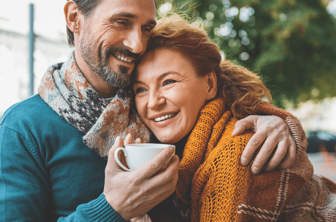 Man and woman having coffee