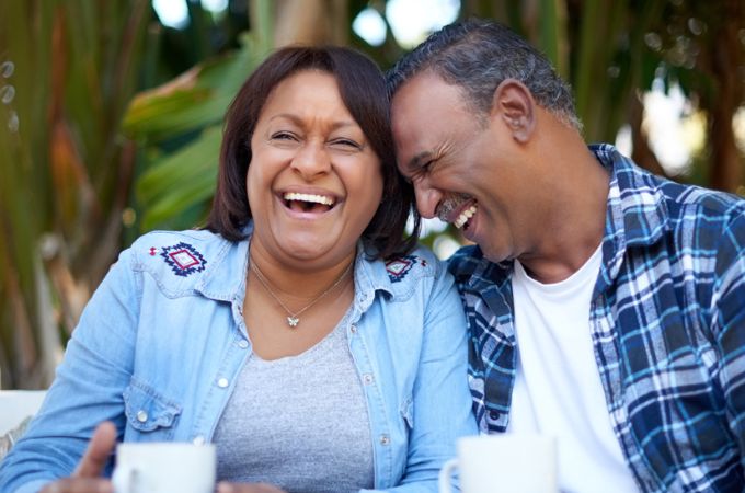 Couple laughing together