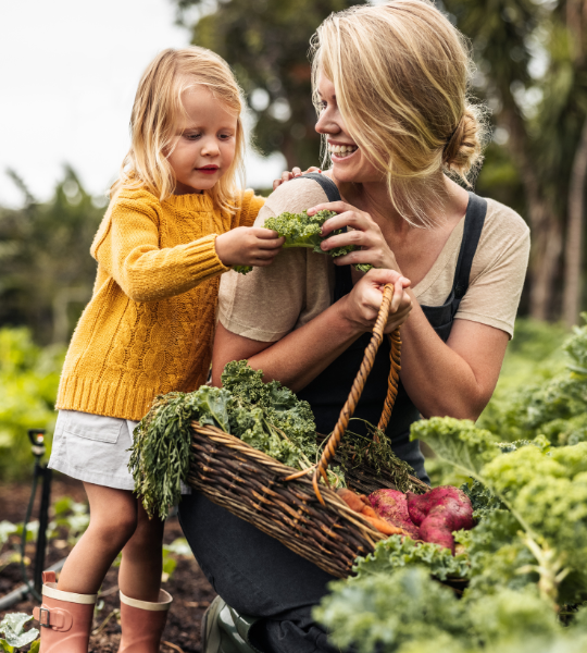 woman and child smiling