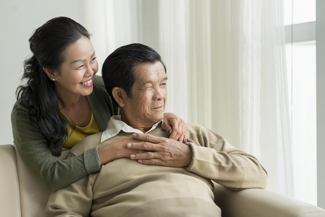 Mature Vietnamese couple at home